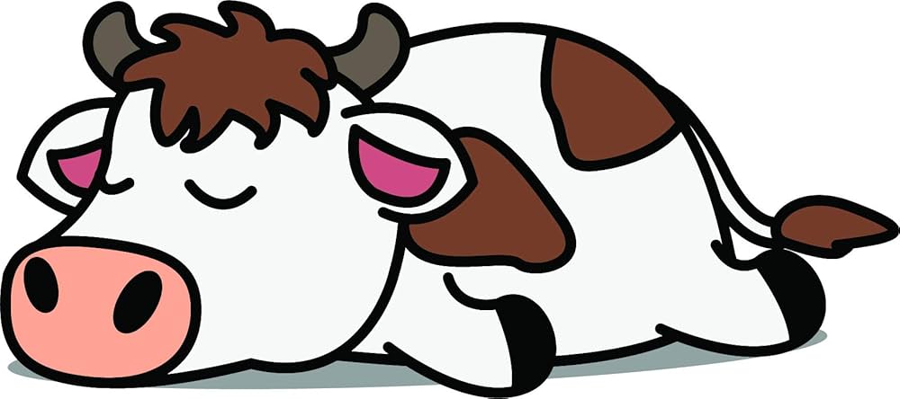 Cute Sleepy Lazy Cow Cartoon Vinyl Sticker (12